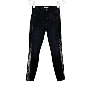 Frame Black Sequin Le High Skinny Jeans Size 25